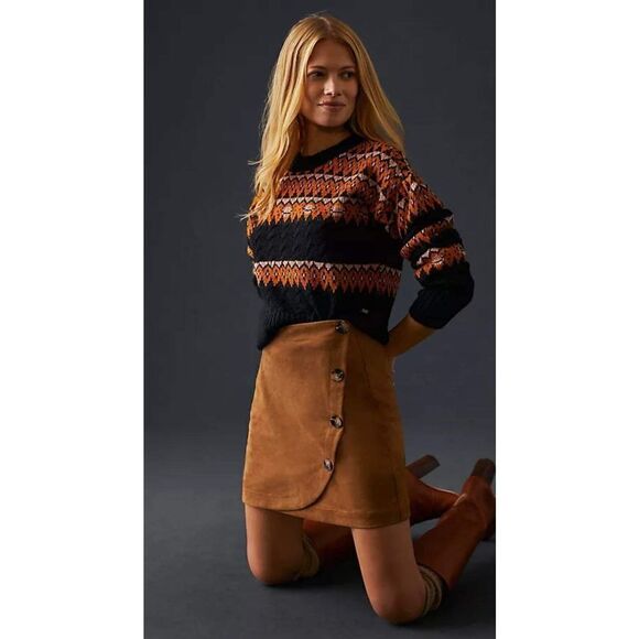 NWT Anthropologie x Maeve Faux Suede Mini Wrap Skirt Size 4 NWT - Picture 2 of 9